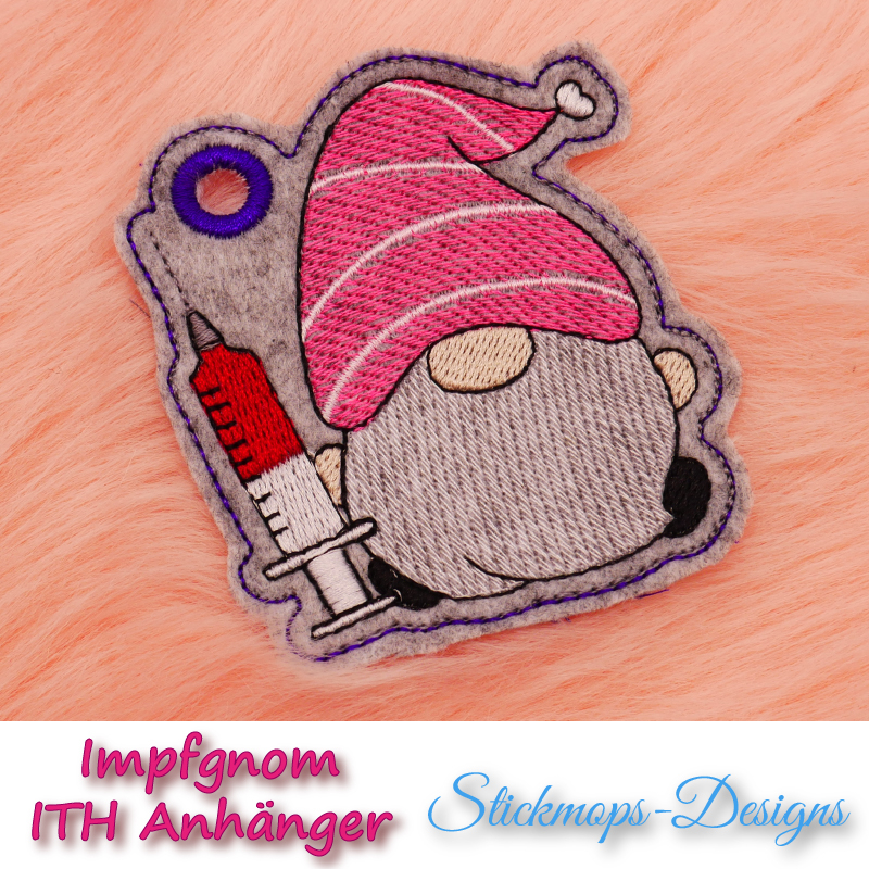 Preview: Stickdatei ITH Anhänger Impfgnom - Einzeldatei