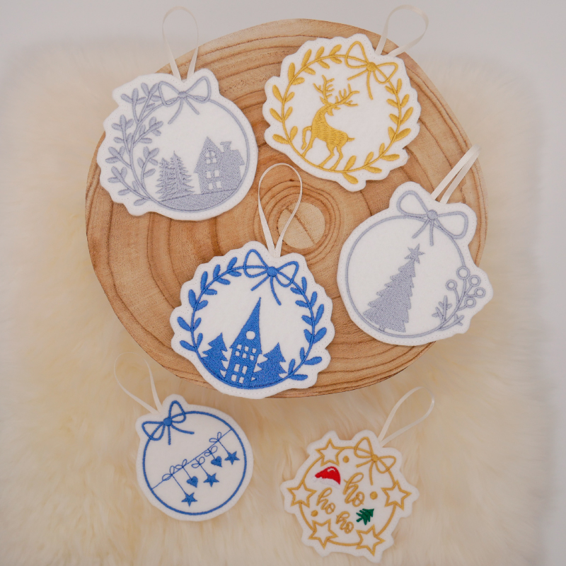 Stickdatei Set weihnachtliche Sillhouetten inkl. ITH Anhänger