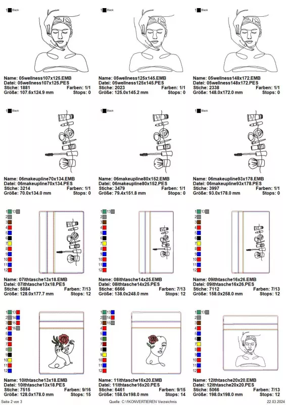 Stickdatei Set Beauties - ITH Kosmetiktaschen & dekorative Gesichter
