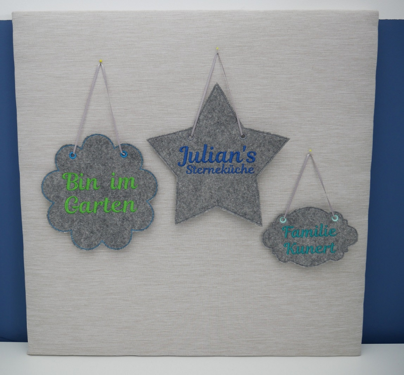 Preview: Stickdatei Set ITH Mugrugs- & Schilder in großen Größen