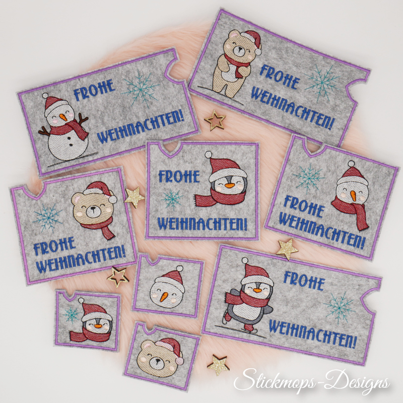 Preview: Stickdatei Set ITH Christmascover in 3 Größen + Einzelmotive