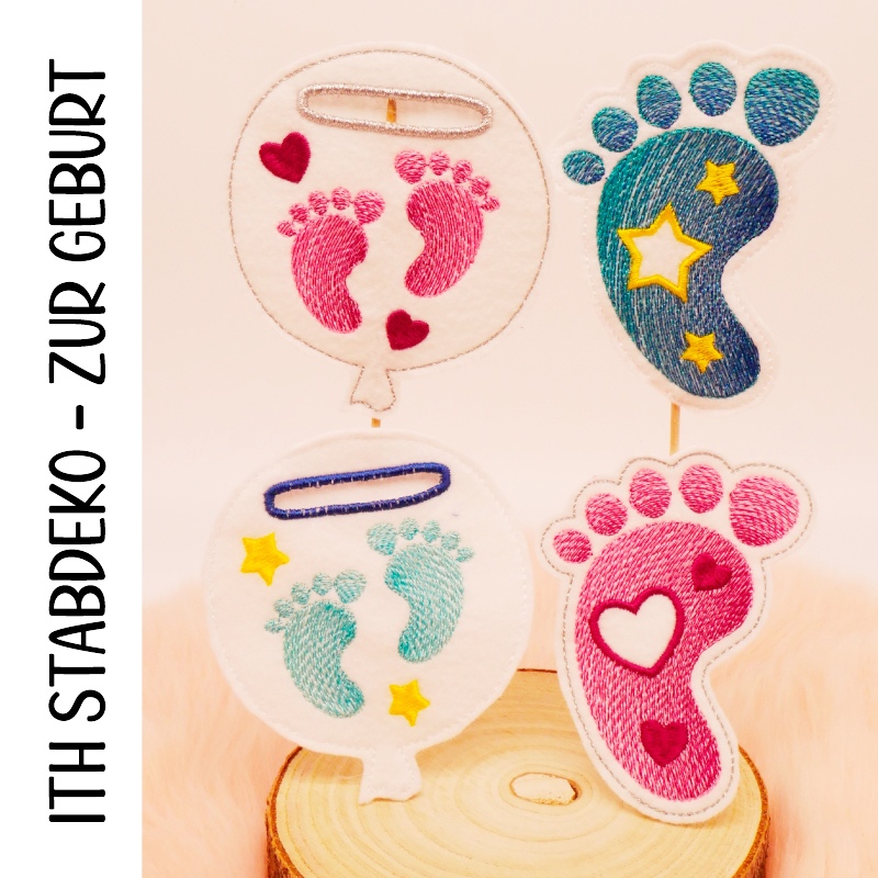 Preview: Stickdatei Set Stabdesigns zur Geburt