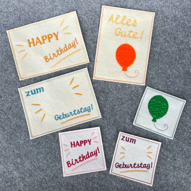 Preview: Stickdatei Set ITH Geburtstagskarten (10x10 u. 13x18)