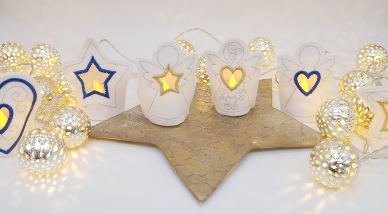 Stickdatei Set ITH LED Cover Engel, Sterne & Herzen
