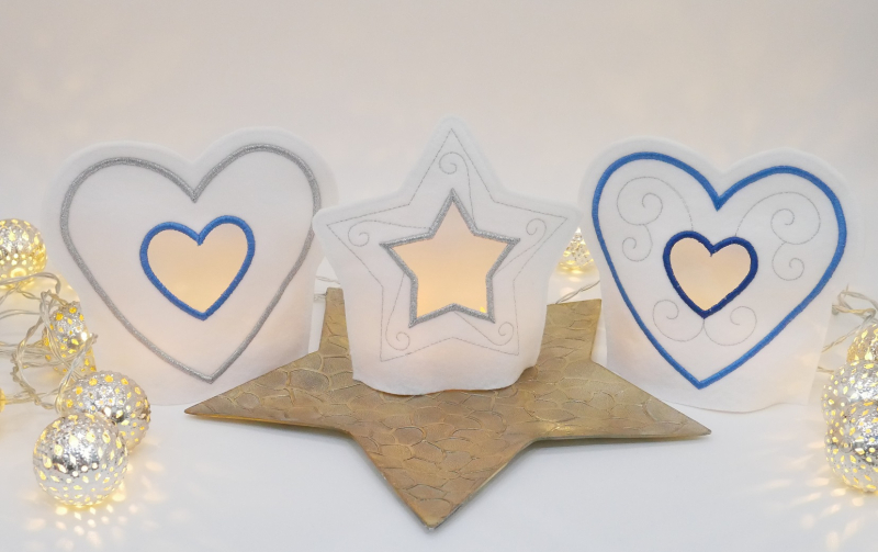 Stickdatei Set ITH LED Cover Engel, Sterne & Herzen
