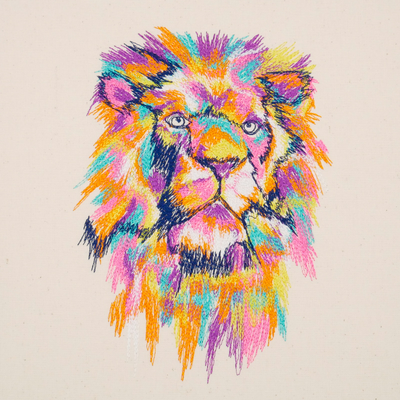 Stickdatei Lion Löwenkopf aus vielen verschiedenen Farben