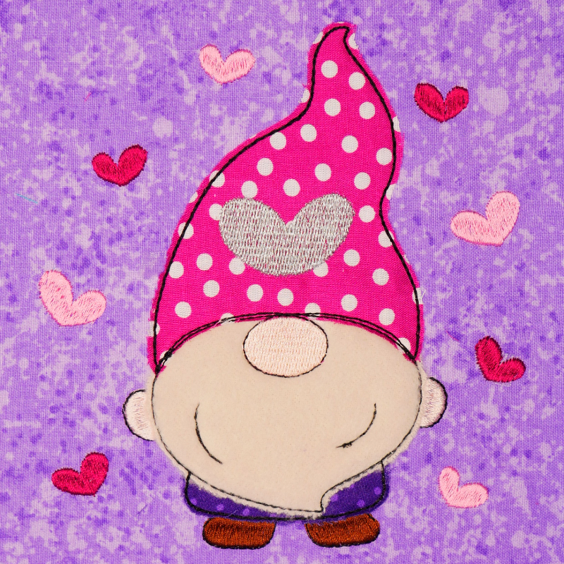Doodle Applikation Gnom mit Herzchen