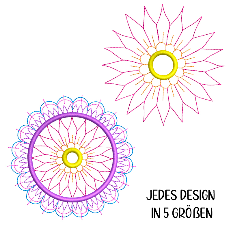 Stickdatei Set 8 Mandalas Line Art