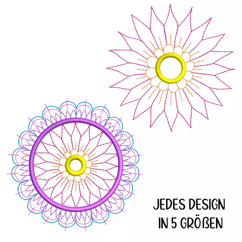 Stickdatei Set 8 Mandalas Line Art