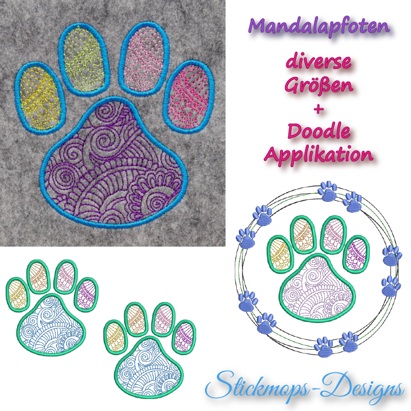 Preview: Stickdatei Set Mandalapfoten