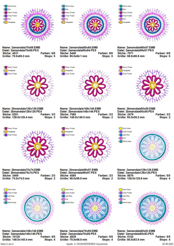 Stickdatei Set 8 Mandalas Line Art