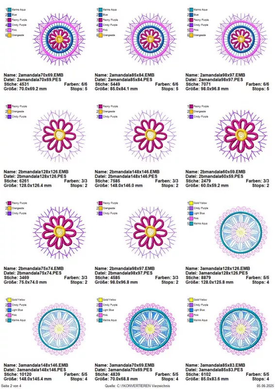 Stickdatei Set 8 Mandalas Line Art