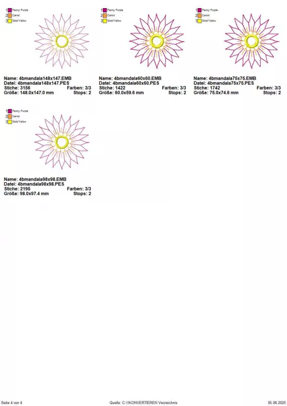 Stickdatei Set 8 Mandalas Line Art