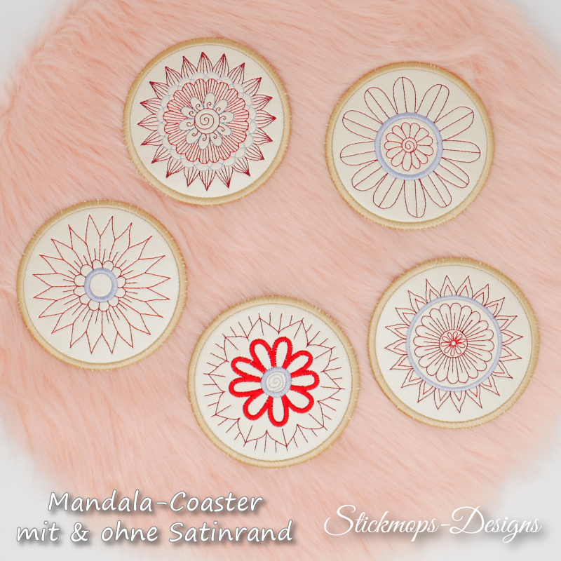 Preview: Stickdatei Set Mandala Coaster (10x10) + Einzelmotive