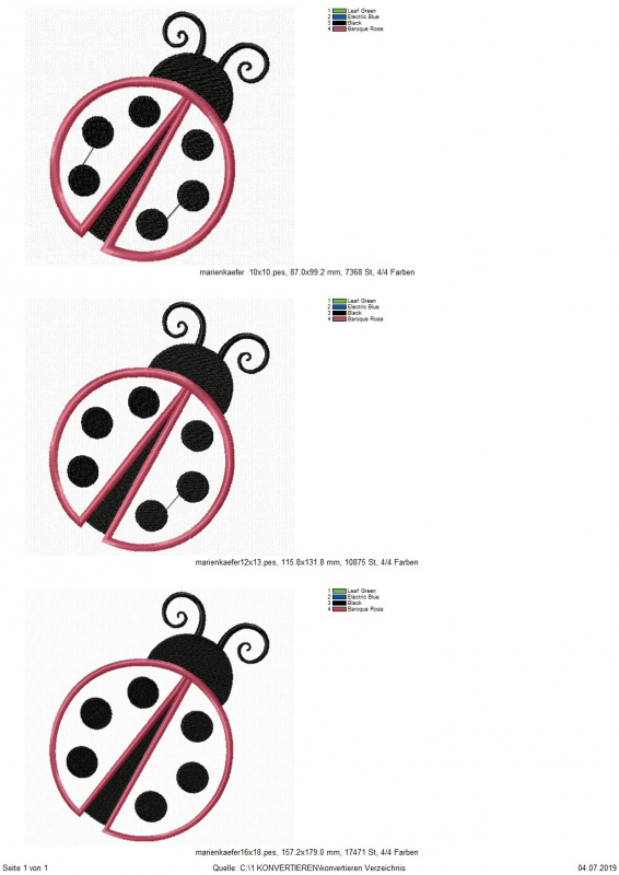 Preview: Applikation Marienkäfer Übersicht