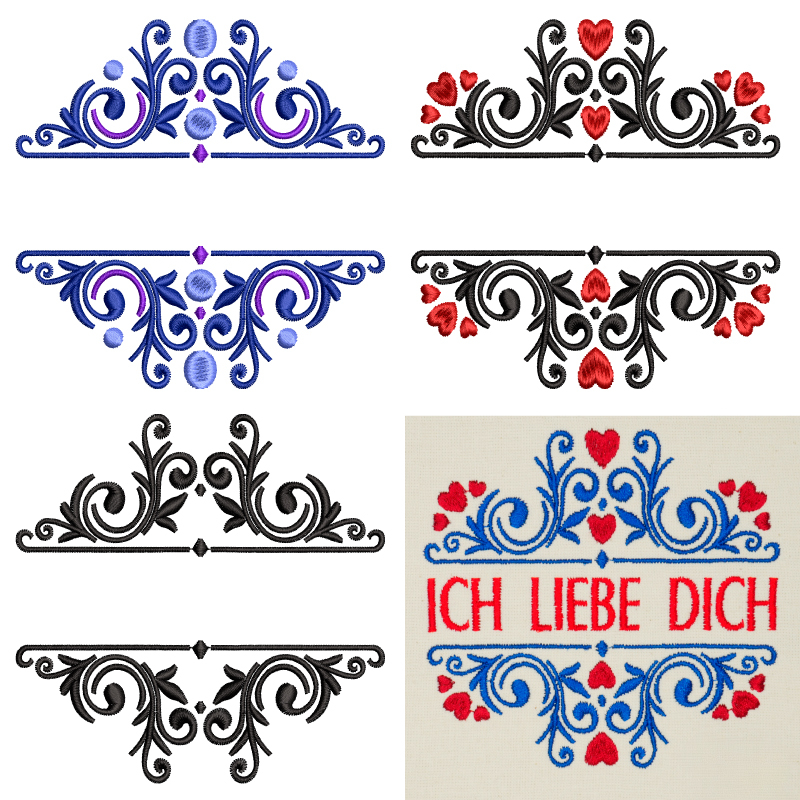 Preview: Stickdatei Set Split Ornamente für Monogramme (div. Größen)