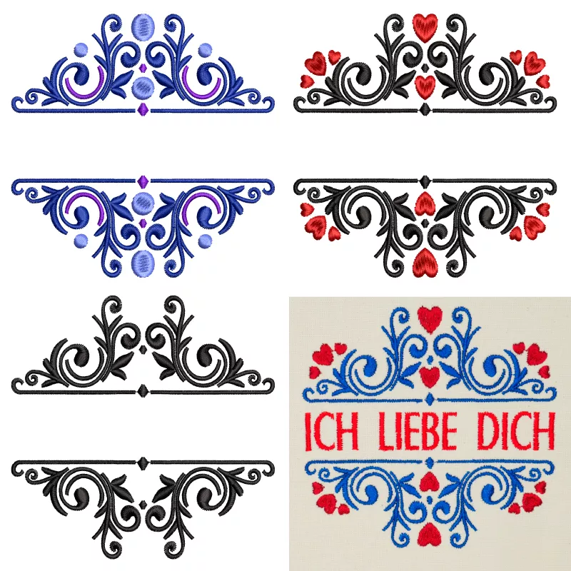 Monogramm Ornamente Stickdateien im barocken Stil.