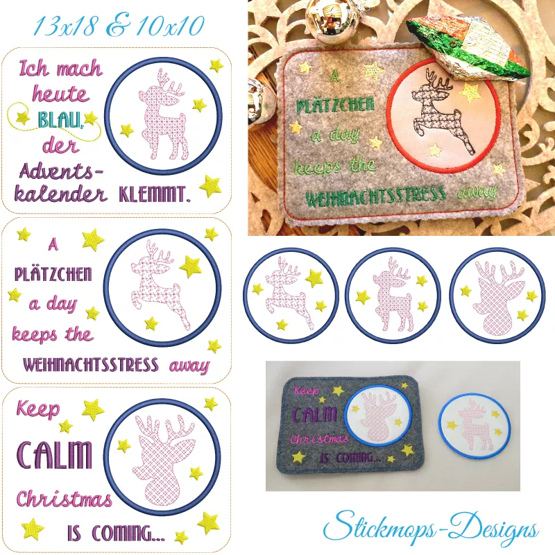 Stickdatei Set ITH Xmas Mug Rugs