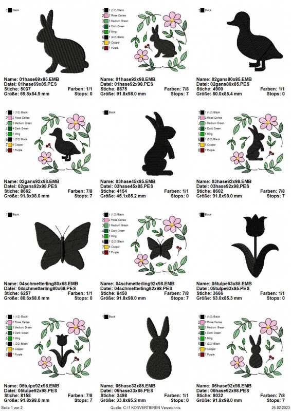 Stickdatei Set Ostersillhouetten inkl. ITH Anhänger