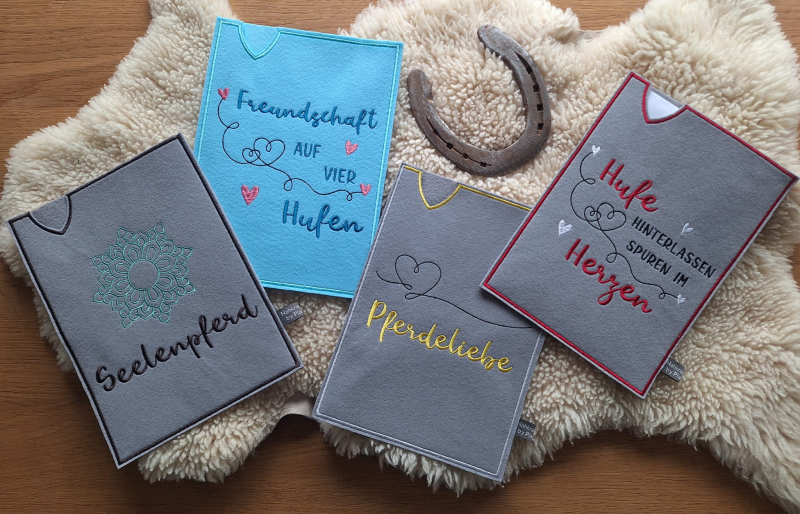 Preview: Stickdatei Set ITH Equidenpasshüllen + Einzelmotive