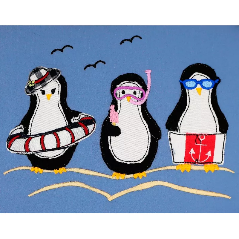 Set Pinguine Applikation mit Badehose Schnorchen und Schwimmring