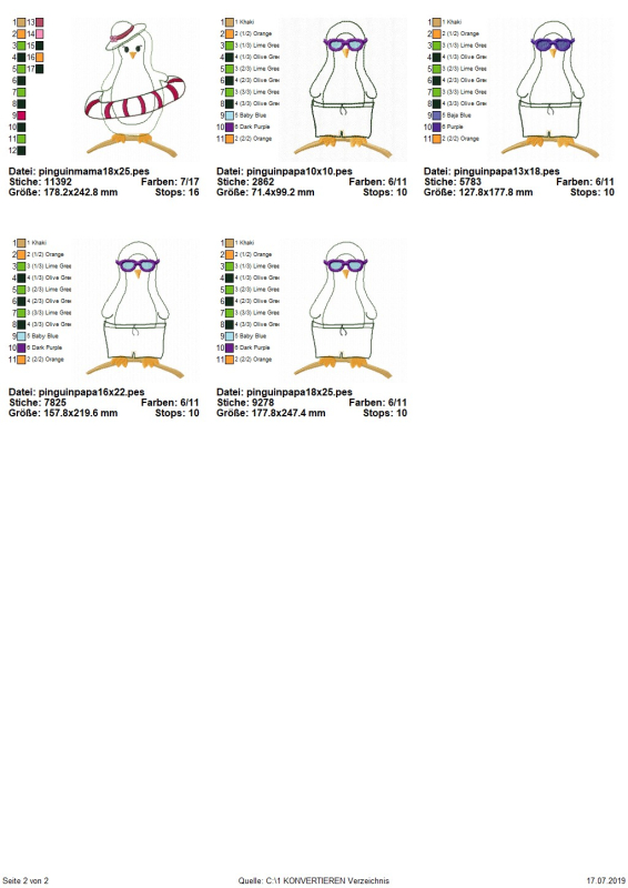 Preview: Übersicht Pinguine Doodle Applikation Teil 2