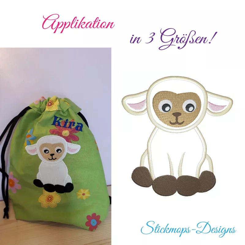 Stickdatei Schaf Applikation in 3 Größen