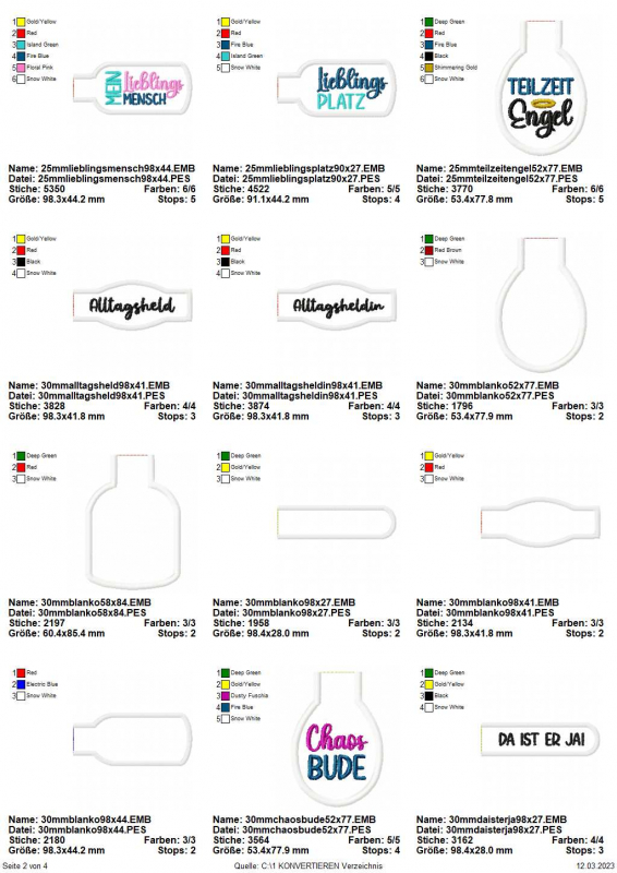 Stickdatei Set ITH Schlüsselanhänger für Lieblingsmenschen & Co. inkl. Blanko