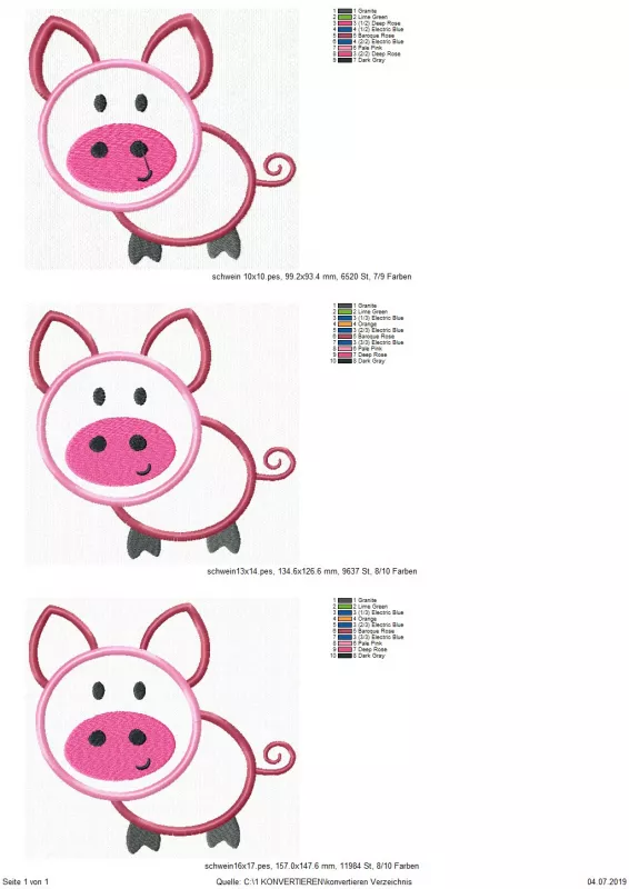 Schwein Applikation Übersicht