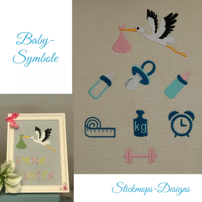 Stickdatei Baby Symbole (div. Rahmengrößen)