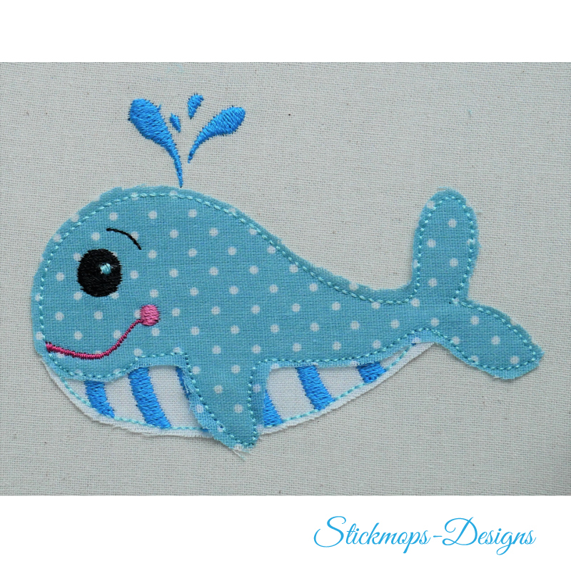 Preview: Stickdatei Wal Norbert Applikation in vier Größen