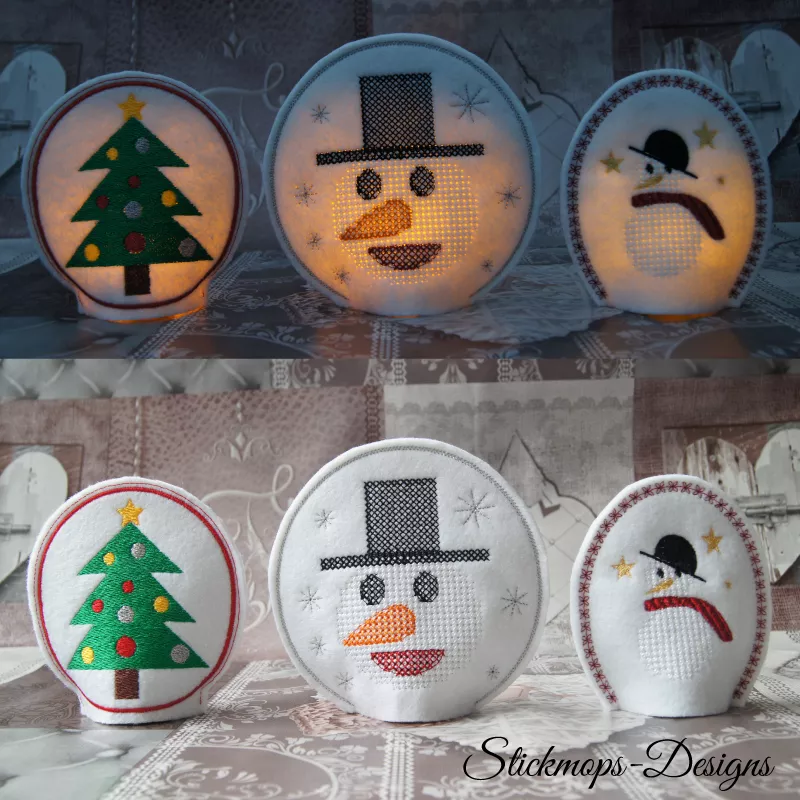 Stickdatei-Set Frosty Snowman 8,8 x 9,7 / 11,5 x 11,3 / 9,3 x 9,8 cm