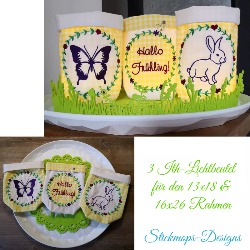 Stickdatei Set ITH Frühlings-Lichtbeutel (13x18 u. 16x26 Rahmen)