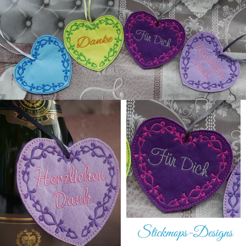 Freebie Danke Herzchen mit ITH Geschenkanhängern (10x10 und 13x18 Rahmen)