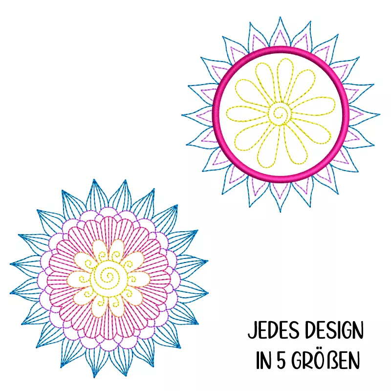 Stickdatei Set 8 Mandalas Line Art