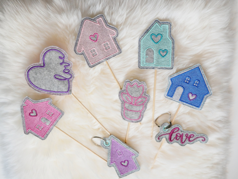 Preview: Stickdatei Set Frühlingsliebe Stabdeko, Anhänger & Einzelmotive