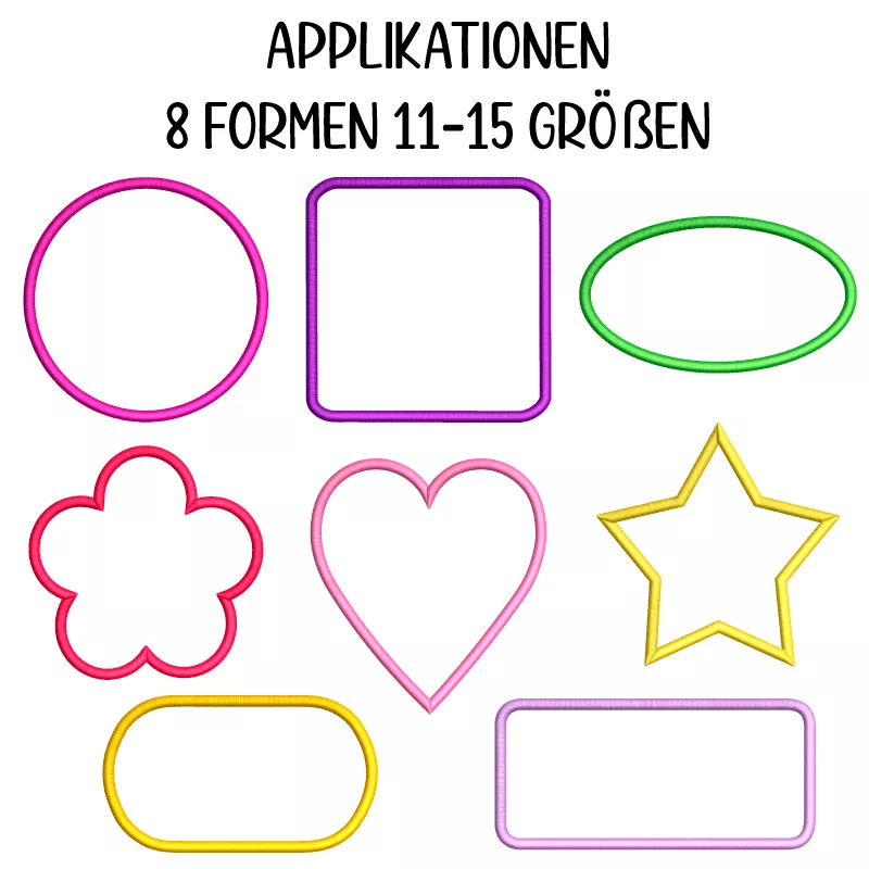 Stickdatei XXL Set Simple Formen als Applikation