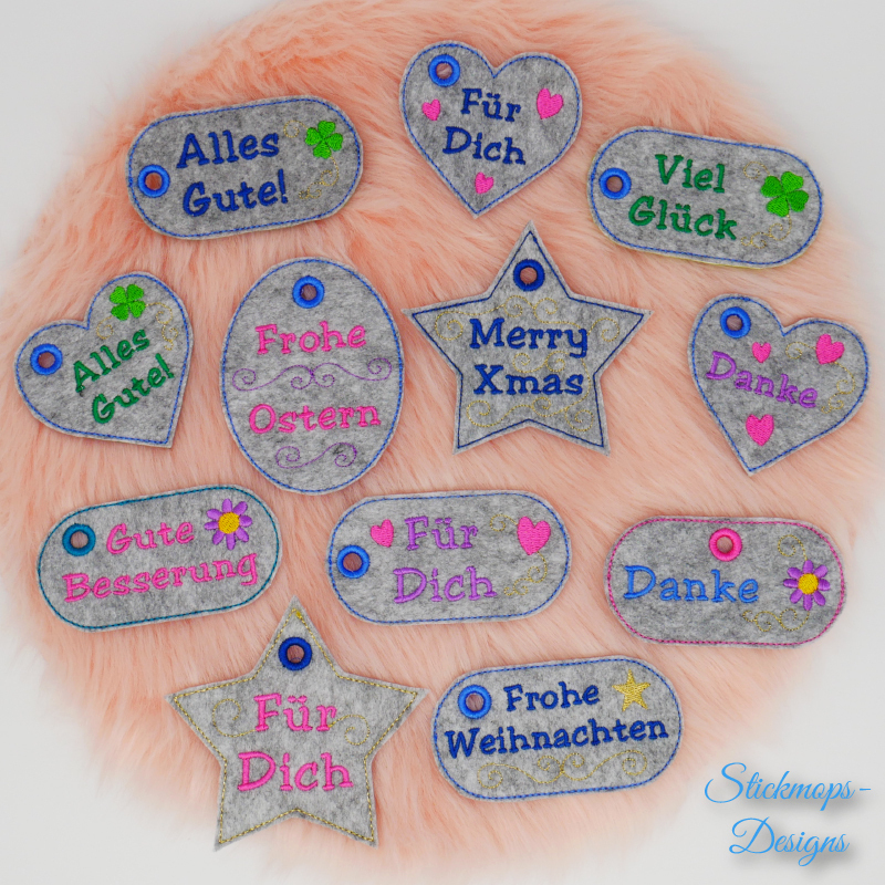 Stickdatei Geschenkanhänger für alle Anlässe