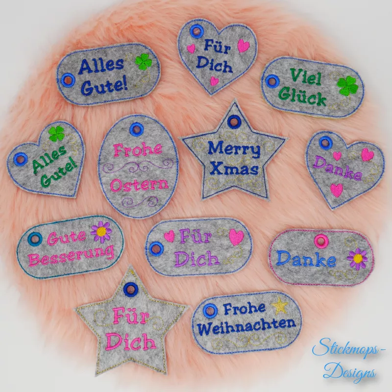 Stickdatei Geschenkanhänger für alle Anlässe