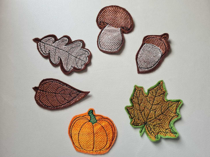Preview: Herbstmotive auf Filz ausgestickt und ausgeschnitten