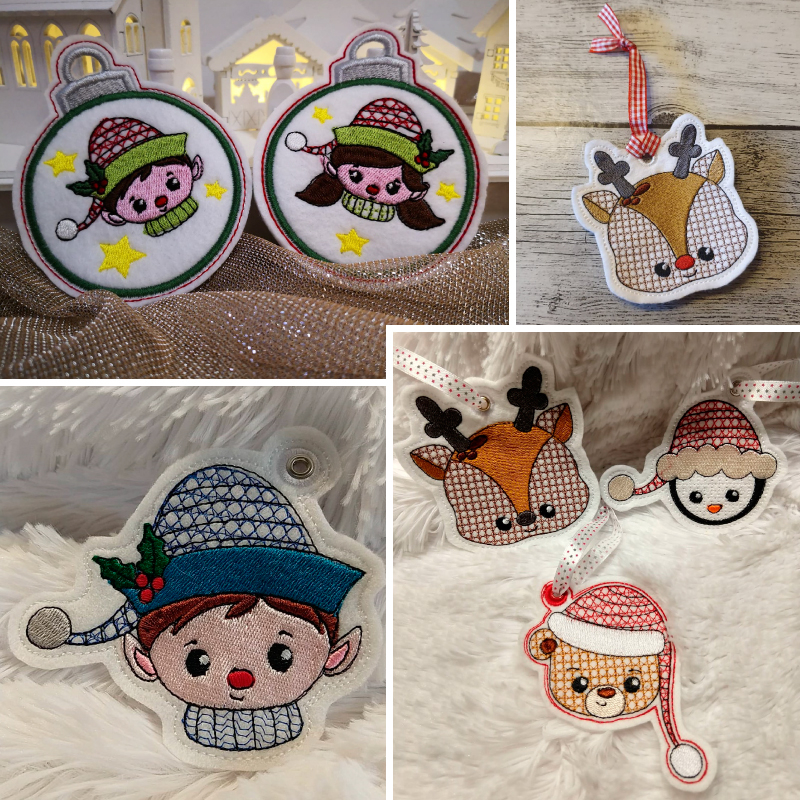 Stickdatei Set ITH Anhänger Christmas Faces - ☆ Stickdateien für die  Stickmaschine kaufen ☆