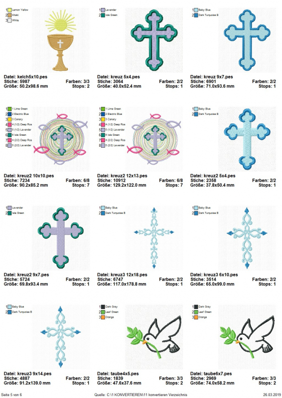 Stickdatei Set christliche Symbole