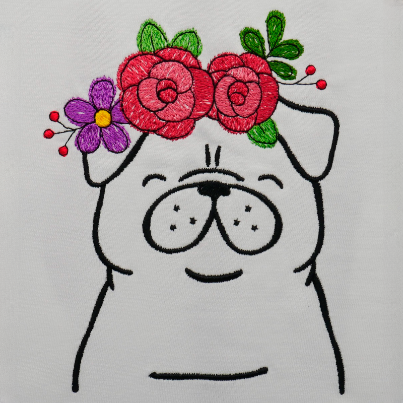 Preview: Stickdatei Set Floral Pug