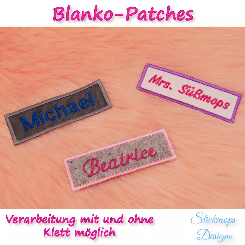 Blanko Patches Stickdatei Set mit vielen Formen
