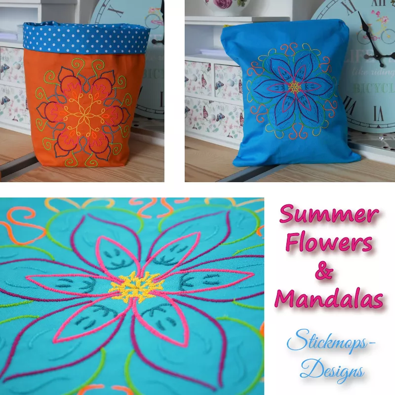 Stickdatei Set Summer Flowers & Mandalas (div. Größen)