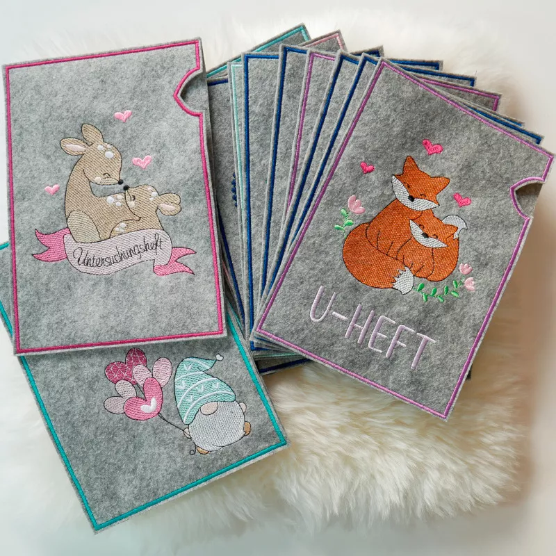 ITH U-Heft-Hüllen mit Fuchs, Reh und Gnom.