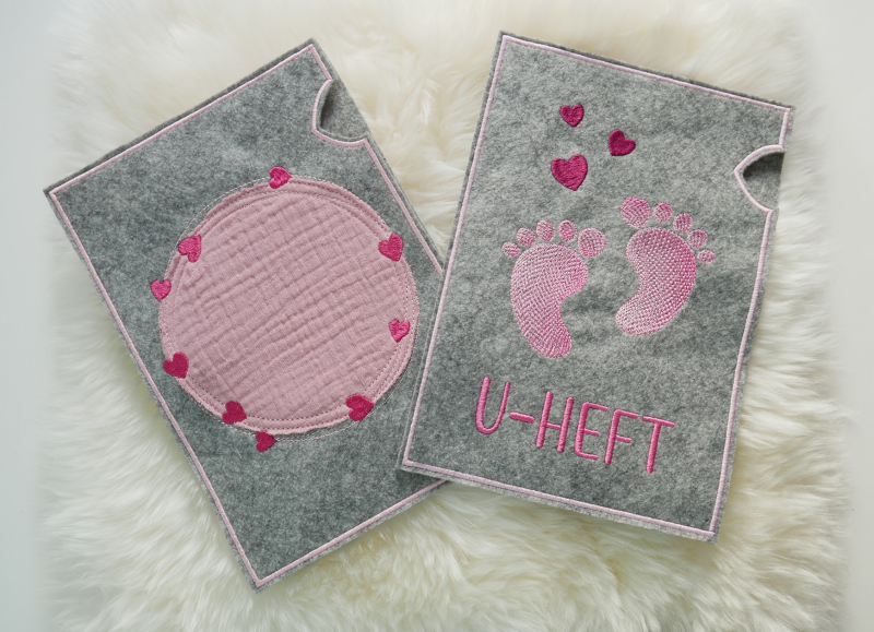 Preview: Stickdatei Set U-Hefthüllen Mädchenmotive und Farben.