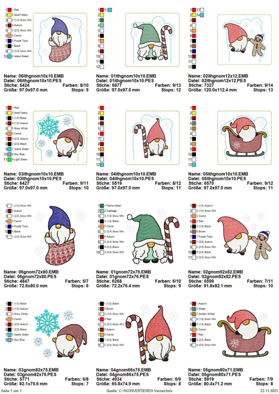 Preview: Stickdatei Set ITH LED Cover Gnome