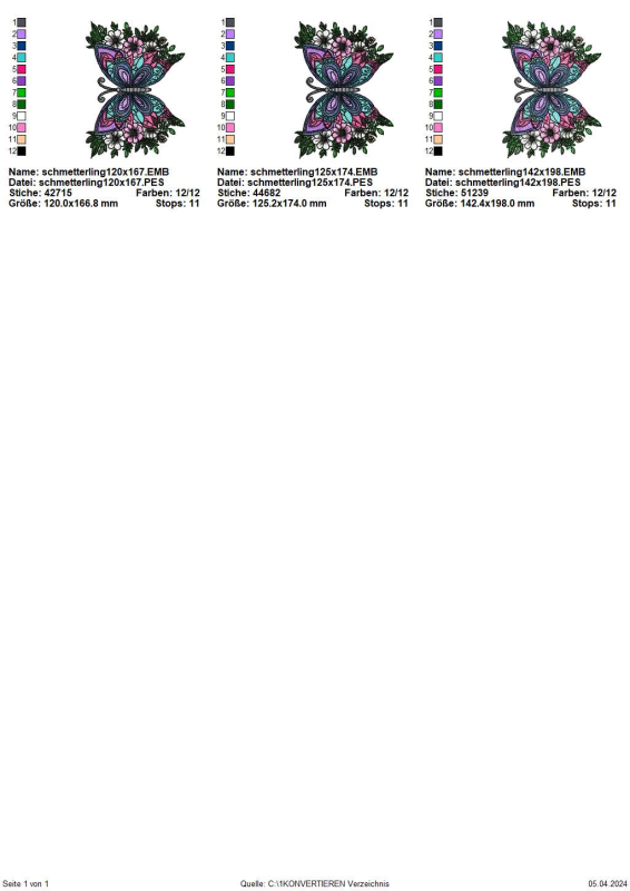 Preview: Stickdatei sommerlicher Schmetterling (ab 13x18)