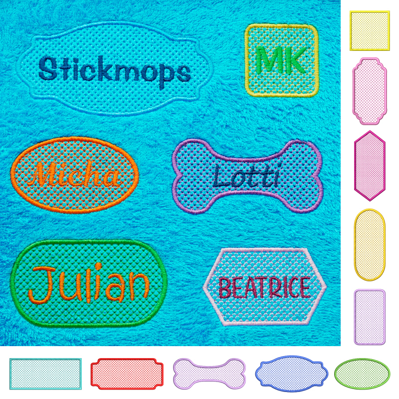 Preview: Stickdatei XXL Set Handtuchlabels 2.0 mit Knockdown-Stitch